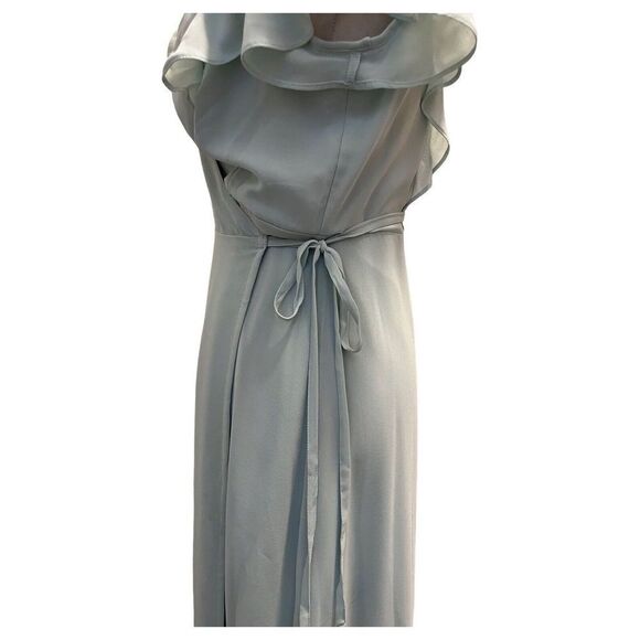 NEW LOOK Size 6 Green Wrap Maxi Dress Crisscross Open Back V Neck Flutter Sleeve - Picture 7 of 9